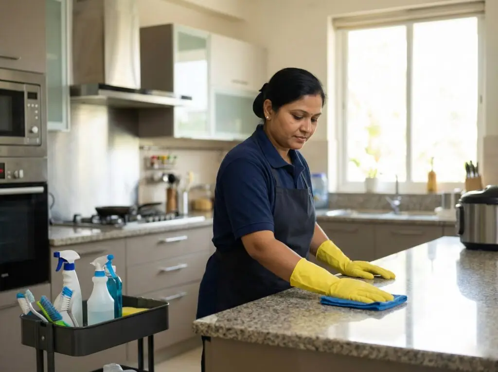Professional home cleaning services in Kurukshetra including kitchen and bathroom deep cleaning